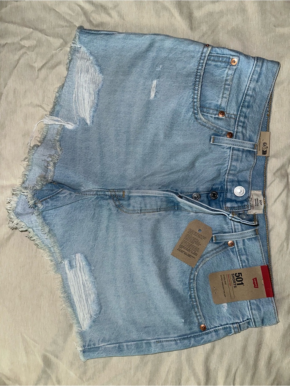 Levi's Light Blue Distressed Denim Cutoff Shorts